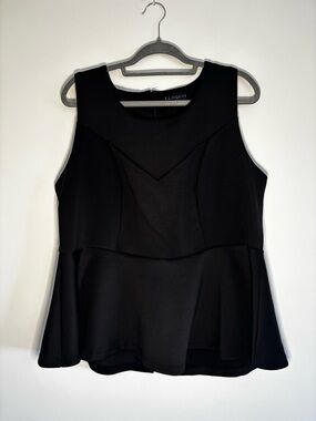 Eloquii Black Sleeveless Peplum Tank Top
